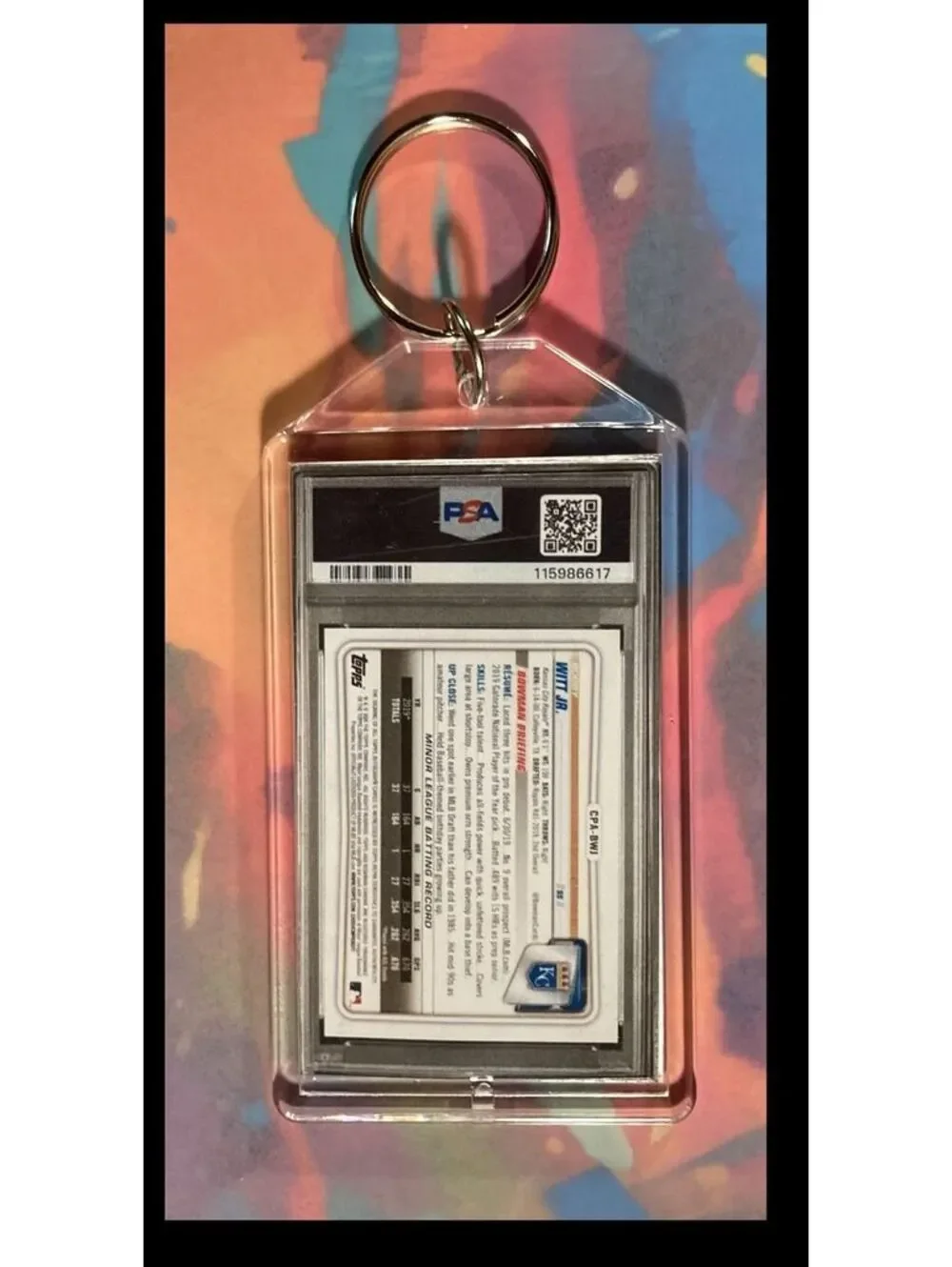 3002 Bobby Witt Jr 2020 Bowman Chrome Orange Rookie Auto Keychain